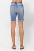 Judy Blue Womens Light Wash Cuffed Bermuda Denim Shorts