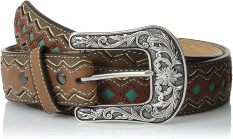 Nocona, by M&F Western Products, Women's Hair On Studded Belt Brown, Medium