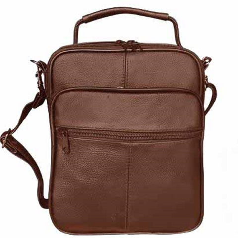 Roma Leathers Travel Organizer Top Handle Removeable Strap Crossbody (Brown)