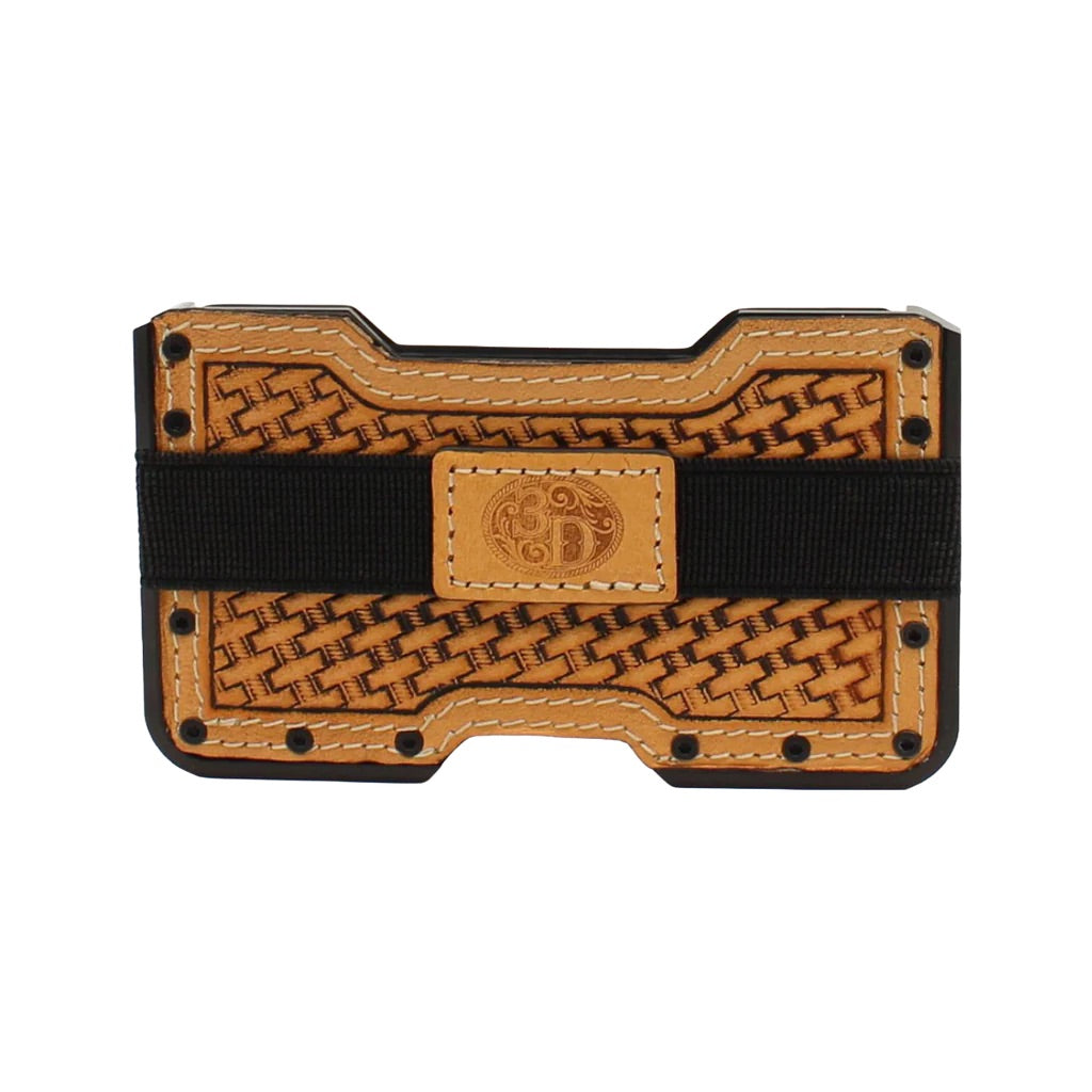 3D Belt Company Mens Embossed Leather Weave Tan Smart Wallet
