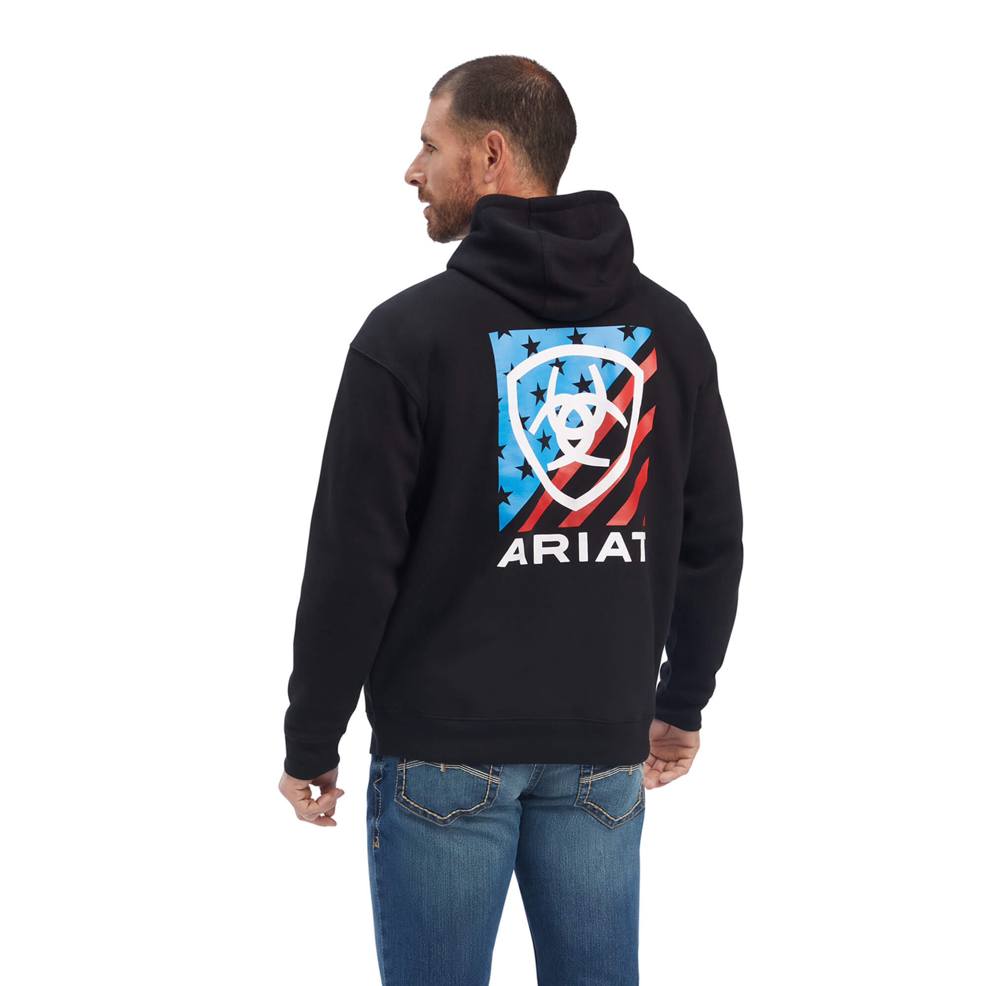 Ariat Mens Americana Block Screen Printed Sweatshirt Hoodie