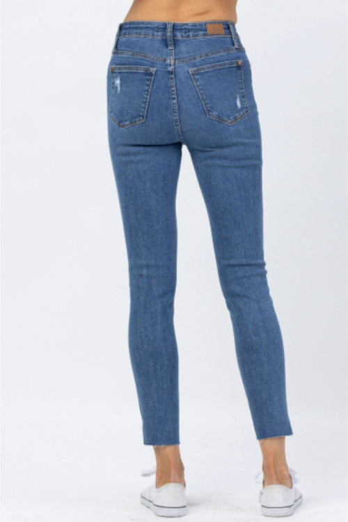 Judy Blue Womens Embroidered Dandelion Distressed Denim Jeans