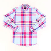 Club Room Pink Mens Medium Plaid Button Down Shirt Blue M