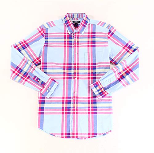 Club Room Pink Mens Medium Plaid Button Down Shirt Blue M
