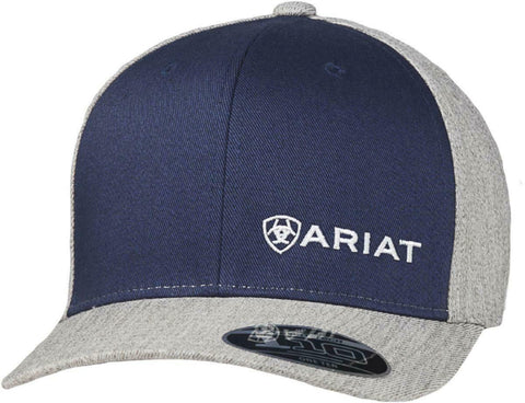 Ariat Mens Flexfit Logo Patch Adjustable Snapback Cap Hat (Navy/Grey)