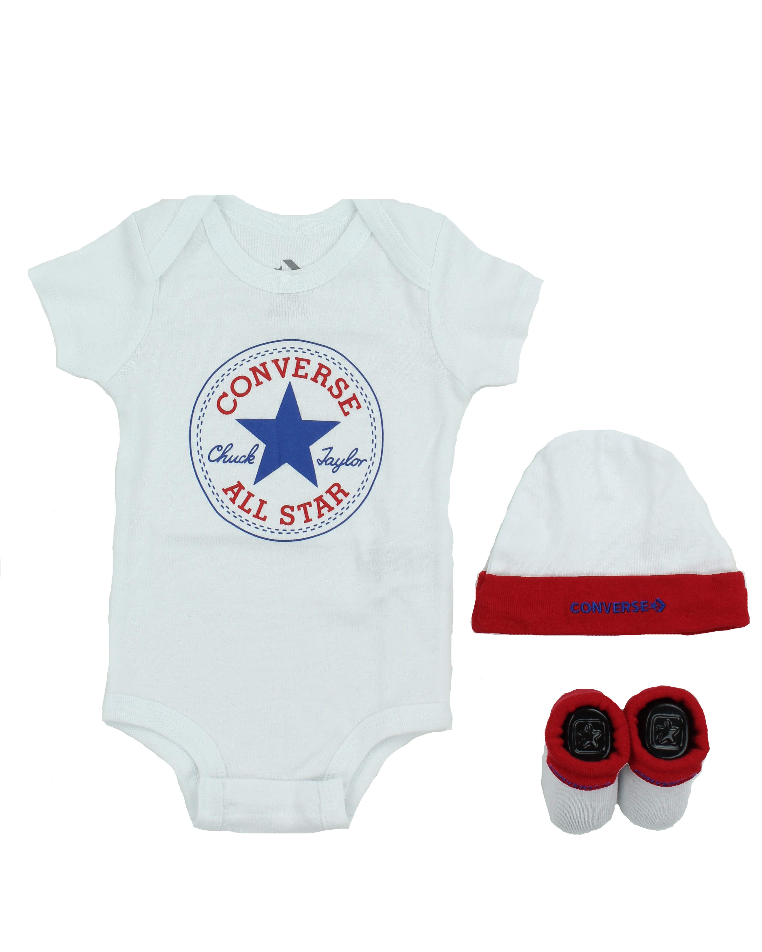 Converse Infant Toddler Printed 3-Piece Set, Hat, Booties and Layette