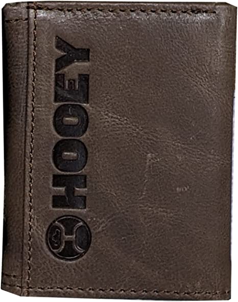 Hooey Mens Double Stitched Leather Tri-Fold Wallet With Logo Rivot