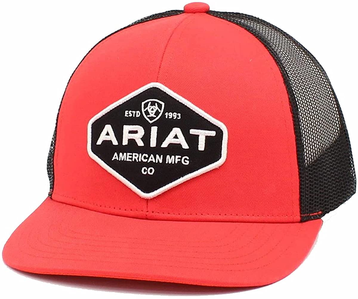 Ariat Mens American Manufacturing Logo Snapback Baseball Cap, Red / Black