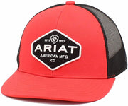 Ariat Mens American Manufacturing Logo Snapback Baseball Cap, Red / Black