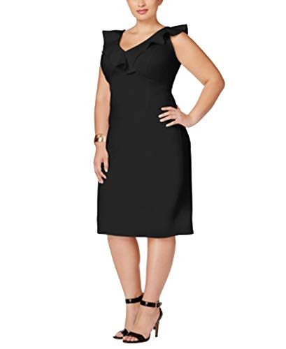 Love Squared Plus Size Ruffled Bodycon Dress (Black, 2X)