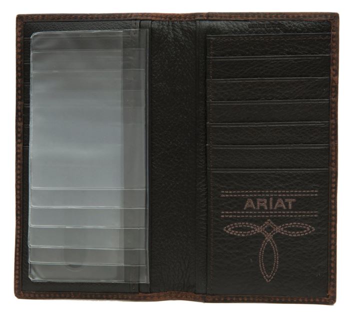 Ariat Performance Work Leather Rodeo Wallet/Checkbook Cover (Dark Rowdy Brown)