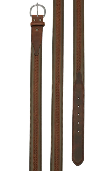 Nocona Mens Brown Leather Center Lacing Western Belt