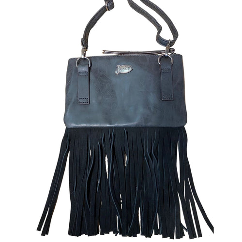 Justin Womens Suede Fringe Crossbody Faux Turquoise Cabochan