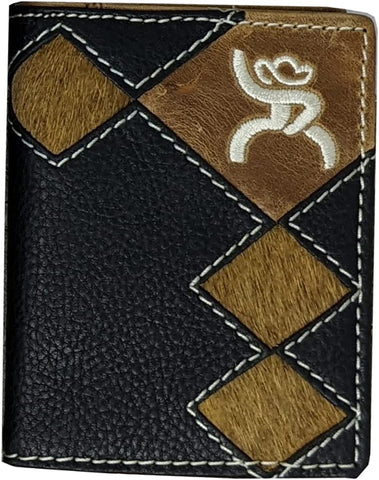Ariat Mens Floral and Basket Stamp Magnetic Leather Money Clip Wallet, (Tan)