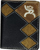 Hooey Mens Leather Diamond Patchwork Brindle Hair Bi-Fold Wallet, Brown / Black