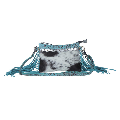 Myra Bag Womens Exotic Azure Leather & Hairon Crossbody Bag