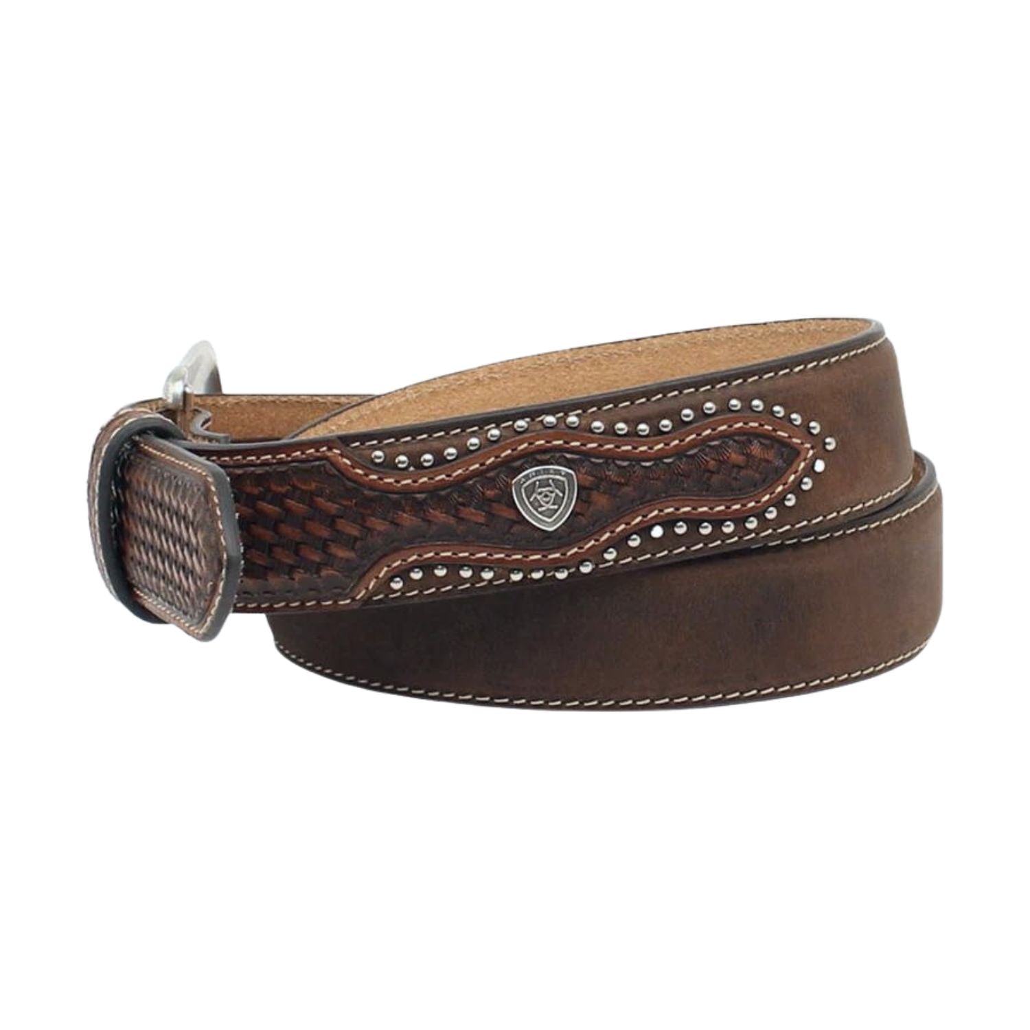 Ariat Mens Basketweave Billet Distressed Leather Belt
