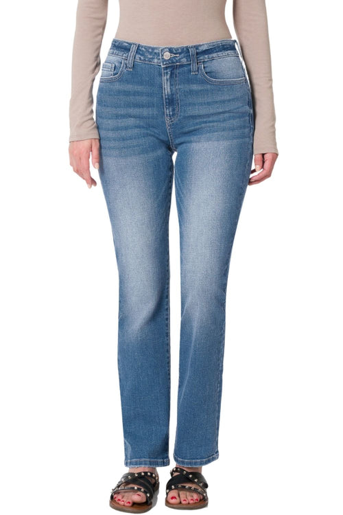 Zenana Womens Mid Rise Straight Denim Jeans