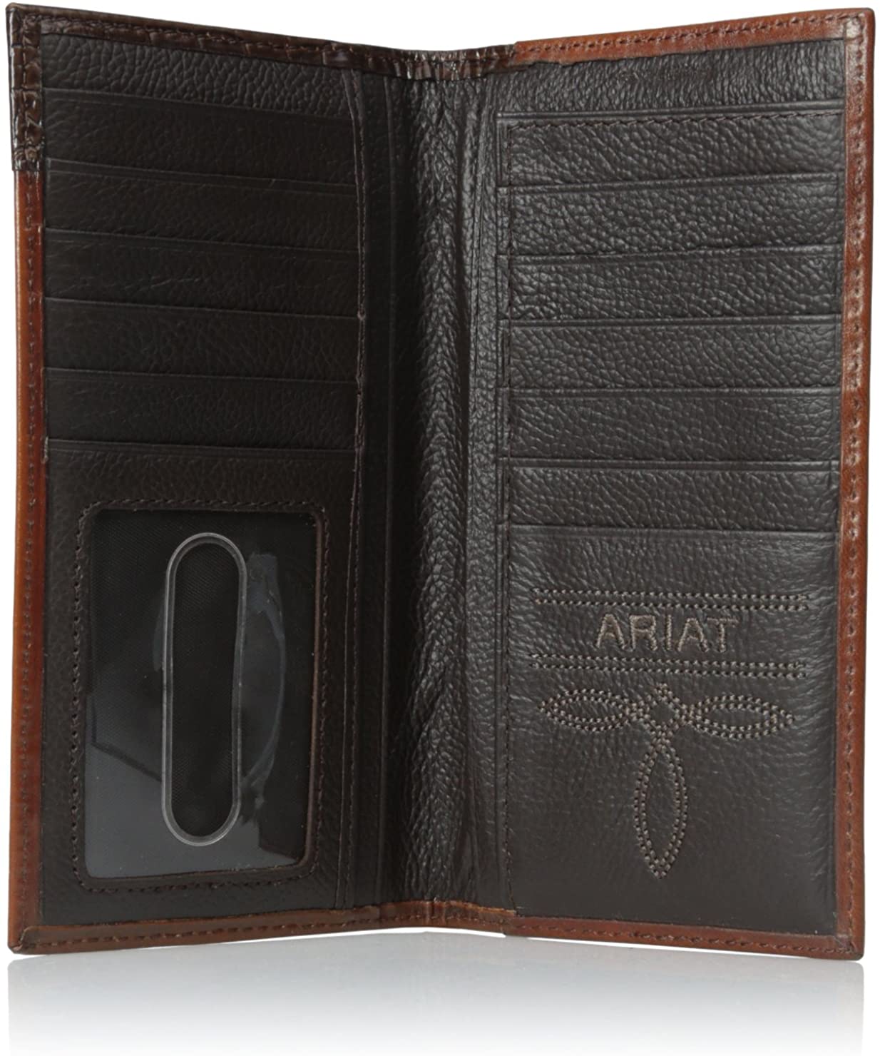 Ariat Mens Oak Embossed Tan Leather Rodeo Wallet Checkbook Cover