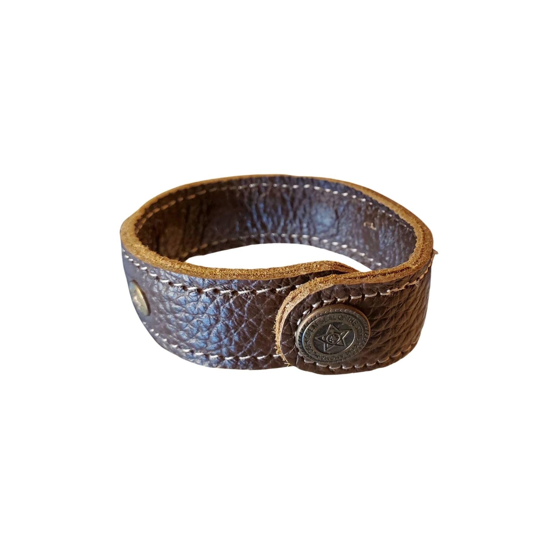 Womens Vintage Style Snap Closure Leather Bracelet