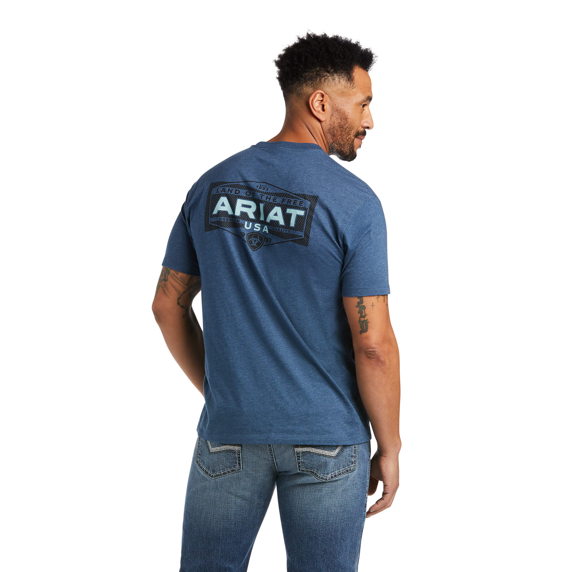 Ariat Men's Land Graphic Short Sleeve T-Shirt, Sailor Blue Heather