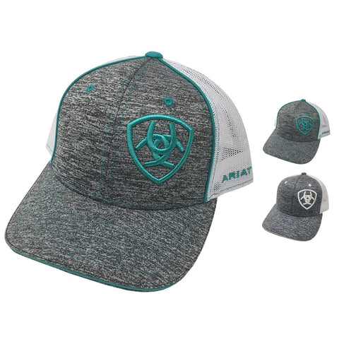 Ariat Youth Aztec Logo Snapback Cap Hat (Grey/Turquoise/Coral)