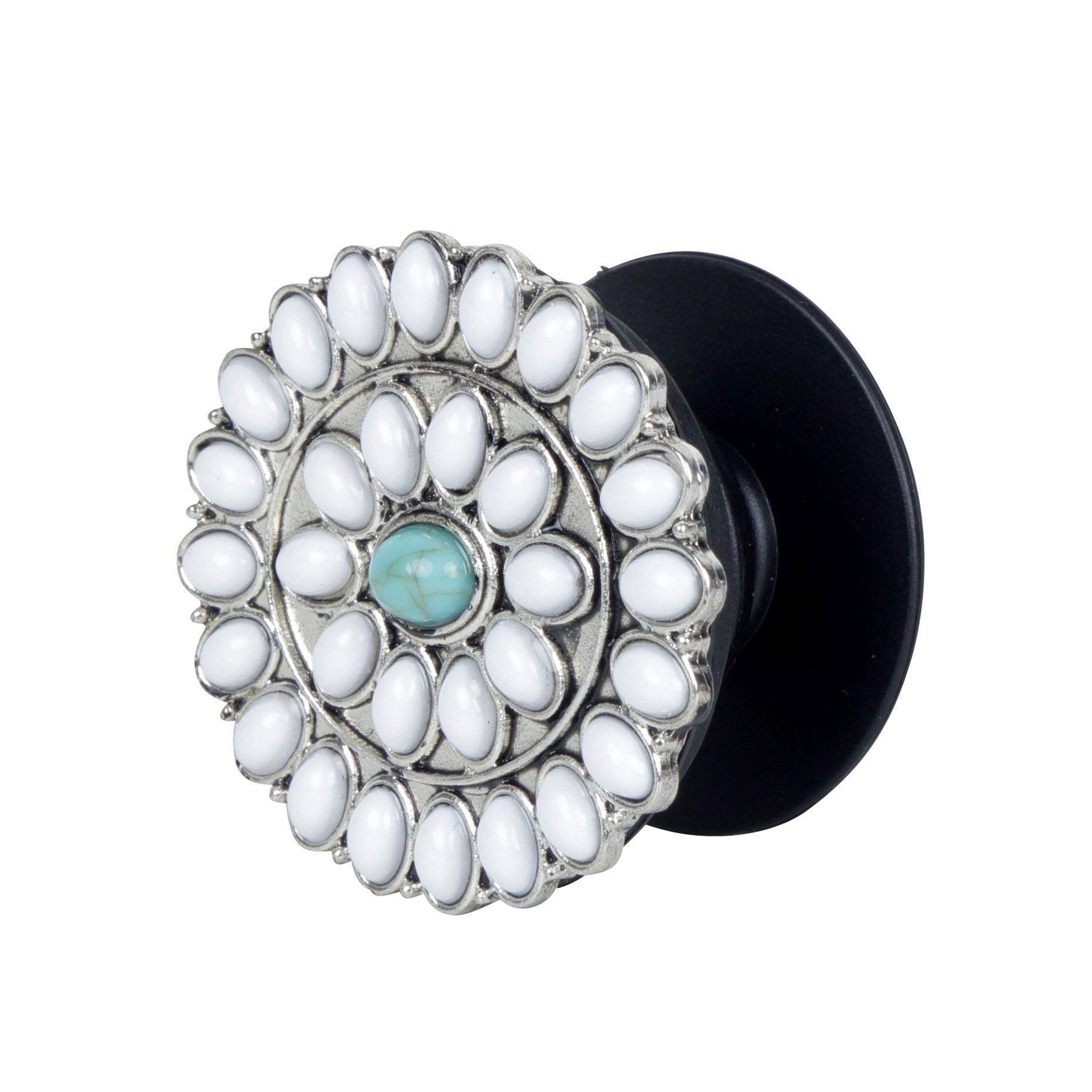 Myra Bag Opals White Turquoise Silver Phone Holder Stand