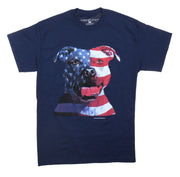 Crazy Pet People Mens Patriotic Pitbull USA Flag T-Shirt