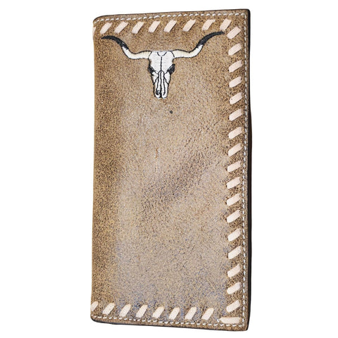 Twisted X Mens Distressed Leather Rodeo Checkbook Wallet (Brown)
