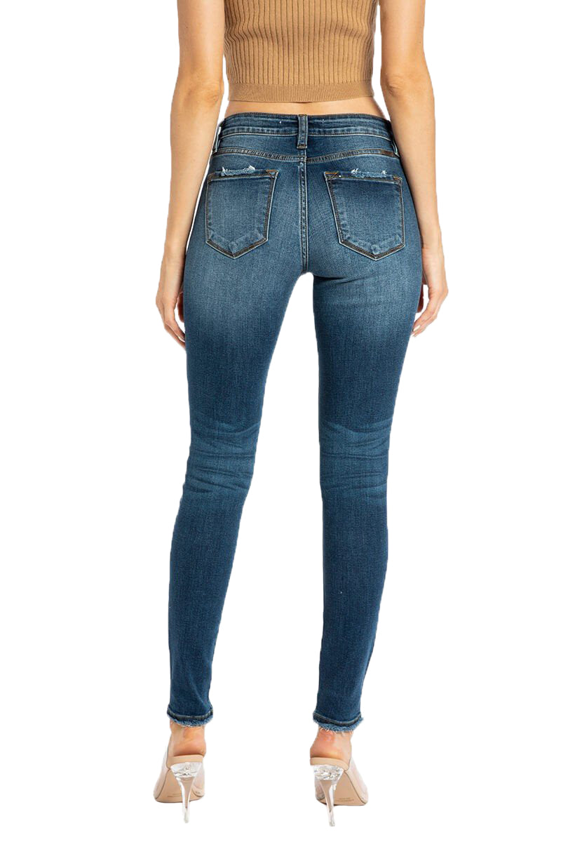 Kancan Womens Molly Mid Rise Super Skinny Denim Jeans