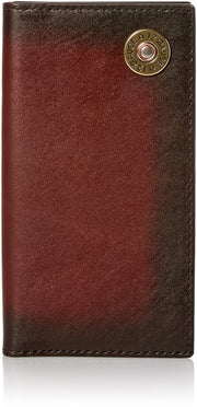 Nocona Mens Shotgun Shell Concho Leather Checkbook Wallet, Dark Copper Brown