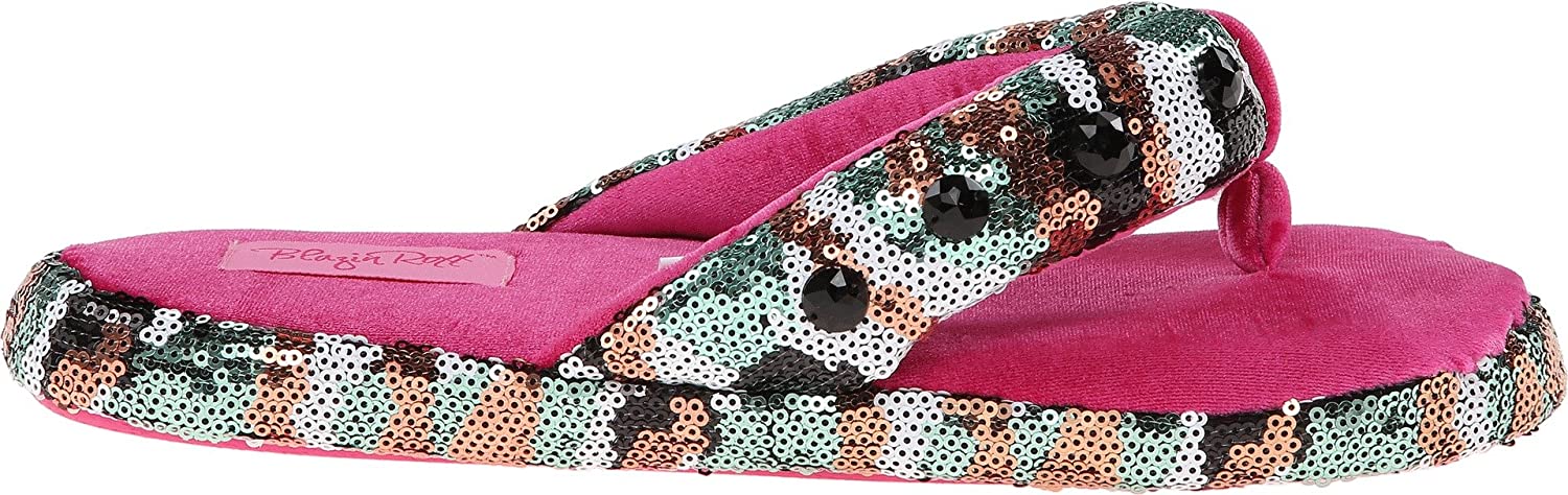 Blazin Roxx Ladies Camo Sequin Flip Flop Slippers