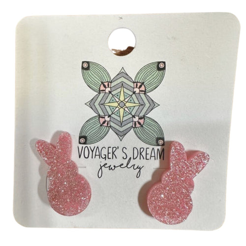 Voyager's Dream Womens Spring Pink Sparkle Easter Peep Post Earrings