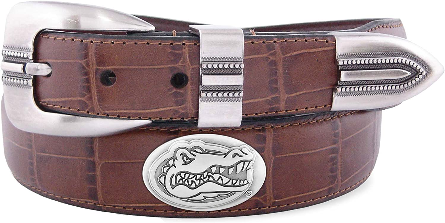 ZEP-PRO Mens NCAA Croc Leather Concho Belt