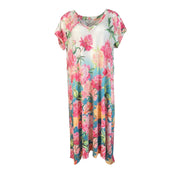 Umgee Womens V-Neck Floral Print Short Sleeve Dress