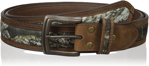 Nocona Men's Mossy Oak Camo Center Inlay Leather Belt