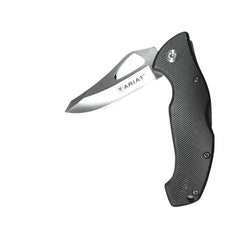 Ariat Engraved Logo Folding Stainless Steel Plain Edge Knife(Black,3 Inch Blade)