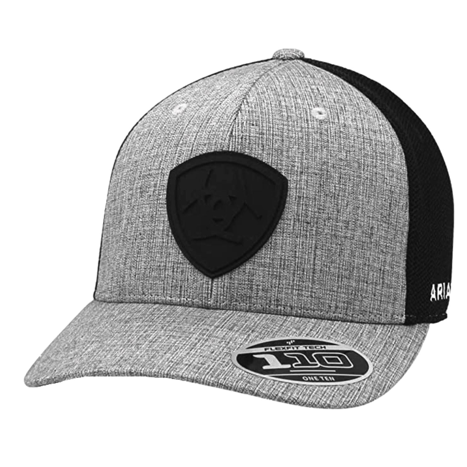 Ariat Mens Rubber Shield Logo Adjustable Snapback Cap Hat (Grey/Black)