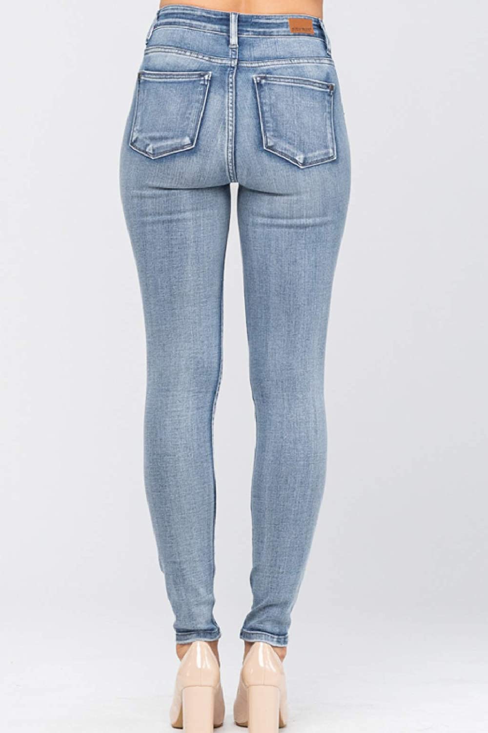 Judy Blue Womens High Waist Heavy Hand Sand Skinny Denim Jeans