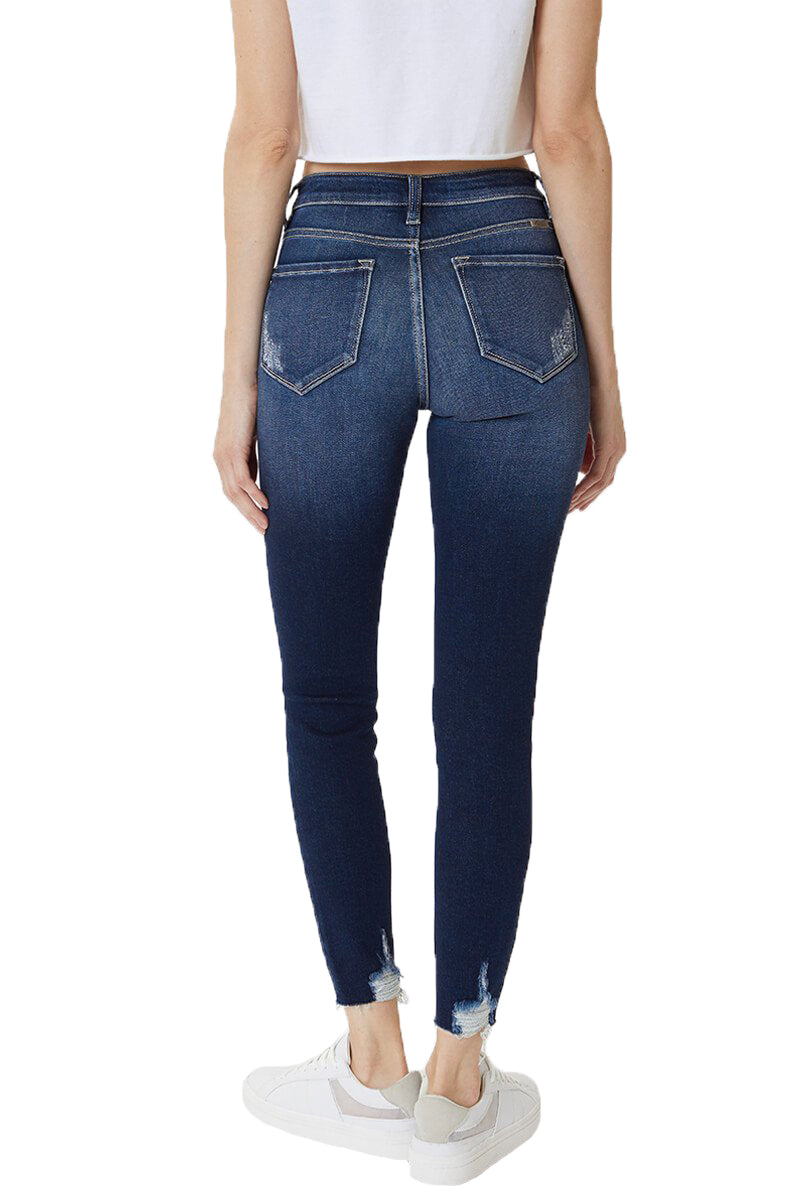 Kancan Womens Aiya High Rise Ankle Skinny Denim Jeans