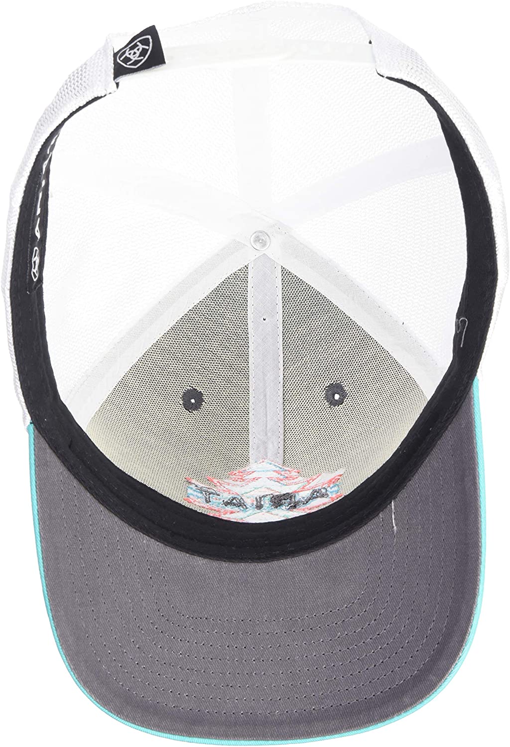 Ariat Womens Aztec Logo Snapback Cap Hat (Grey/Turquoise/Coral)