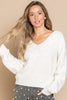 POL Clothing Womens V-Neck Sweater with Pearl Bead Detail