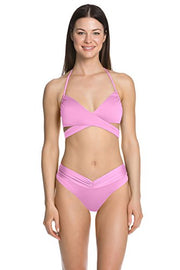 Soluna Women's Solids Wrap Halter Top Rosy D