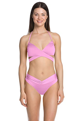 Soluna Women's Solids Wrap Halter Top Rosy D