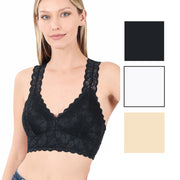 Zenana Womens Stretch Lace Padded Hourglass Back Bralette