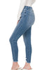 Zenana Womens Distressed Hem Ankle Skinny Denim Jeans