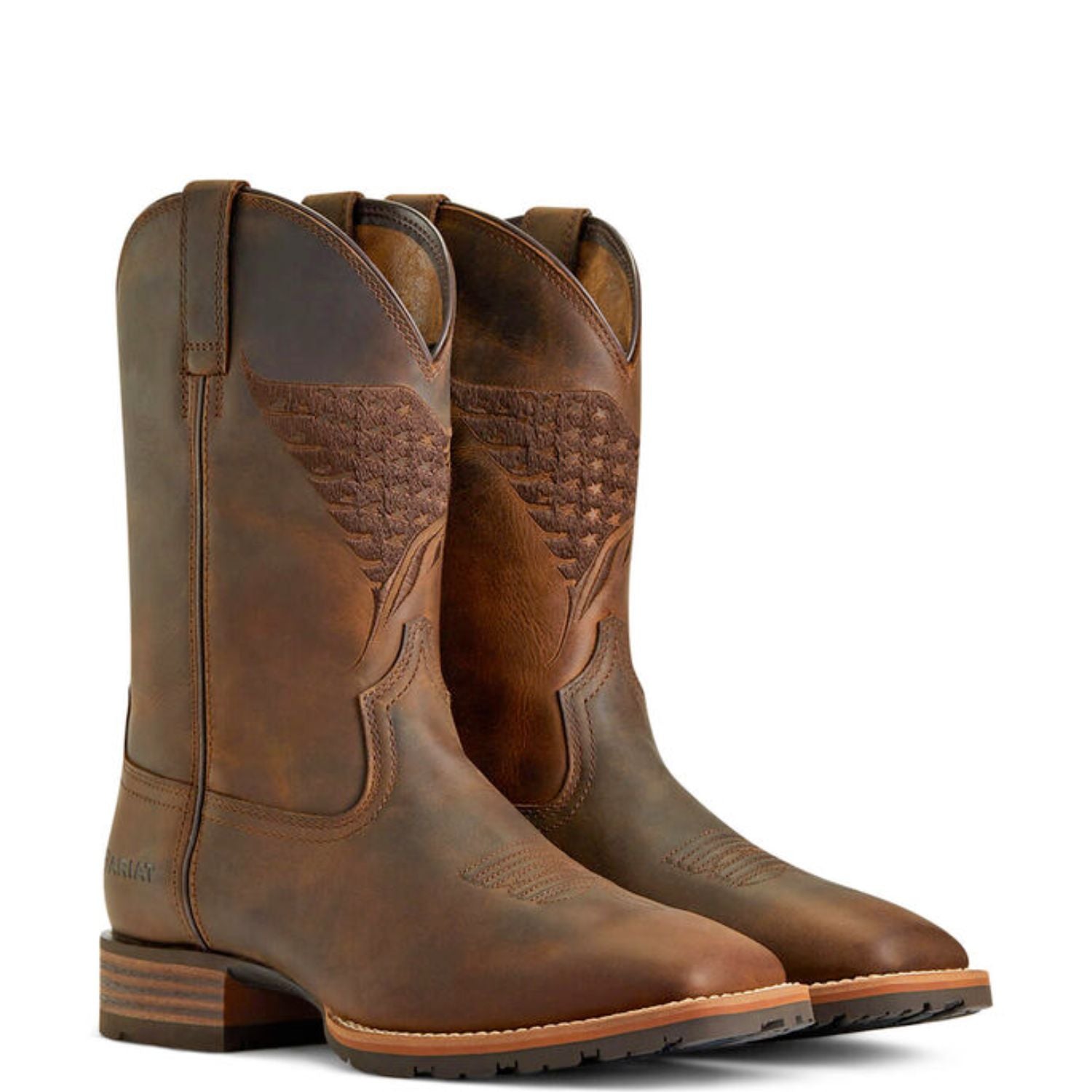 ARIAT Mens Hybrid Fly High Leather Embroidered Eagle Flag Design Western Boot