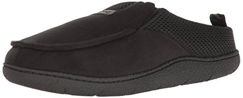 Dearfoams Men's Rugged Clog with Memory Foam Slipper, Black, X-Large/13-14 M US