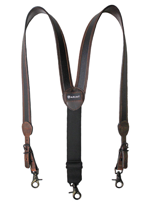 Ariat Mens Two Tone Basic Adjustable Leather Gallus Suspenders