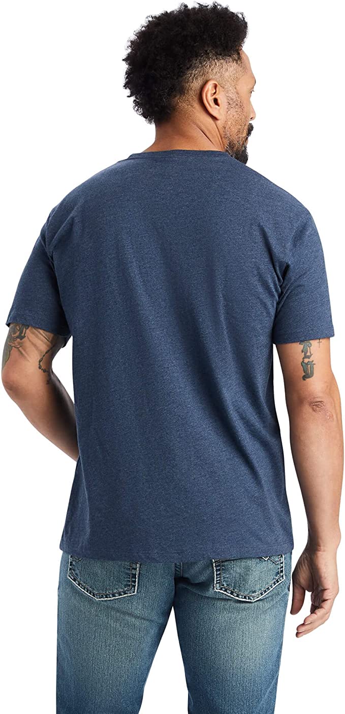 ARIAT Mens Faded Shield Flag Short Sleeve Tee Shirt, Navy Heather